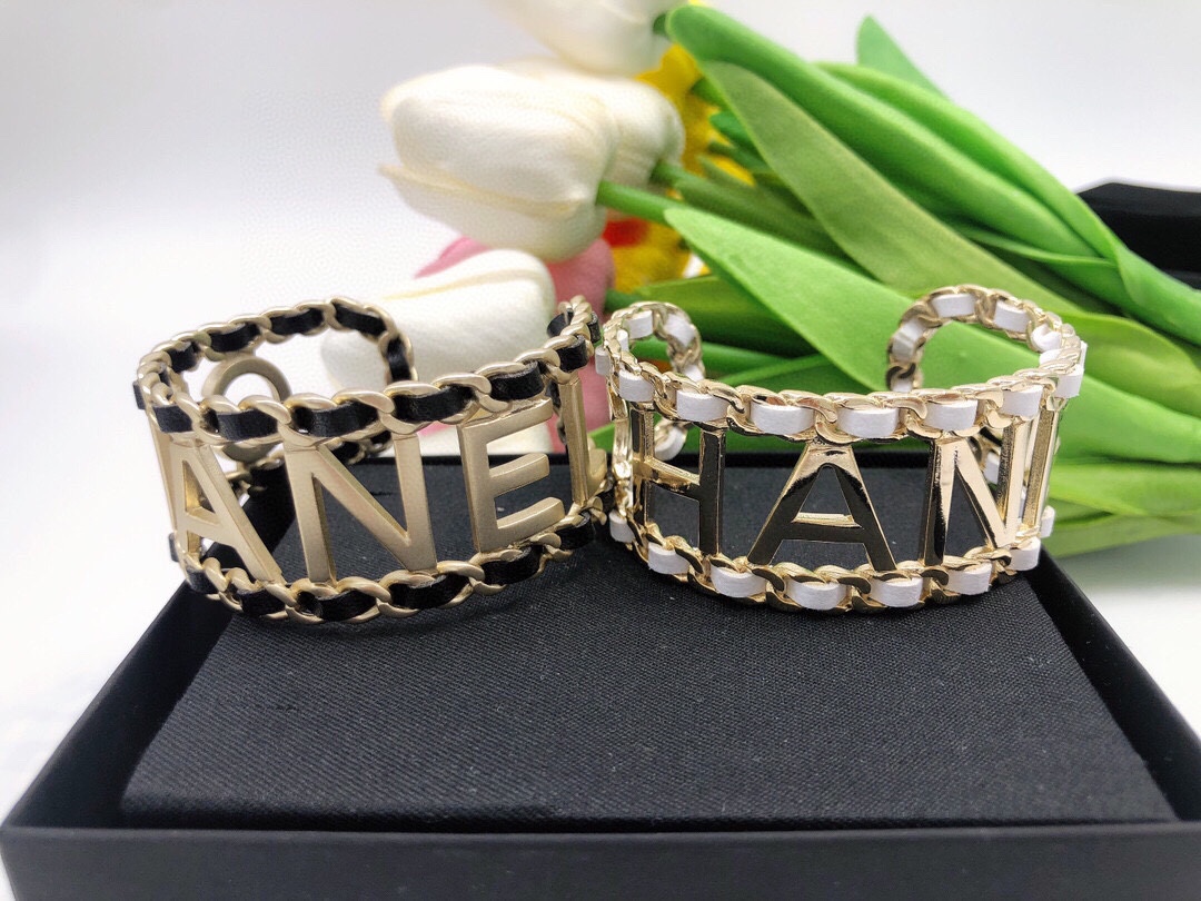 CCS148 Metal leather cc logo bangle bracelet - ccjewelryacc