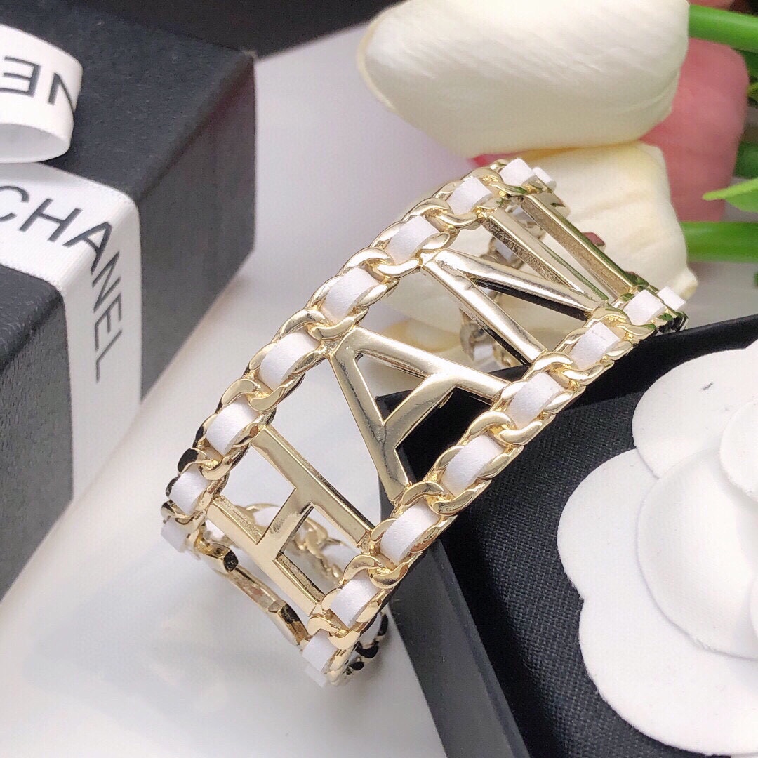 CCS148 Metal leather cc logo bangle bracelet - ccjewelryacc