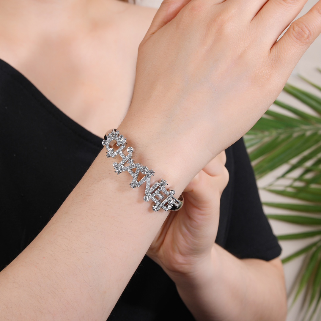 CCS013 Crystal CC letter bangle Bracelet - ccjewelryacc