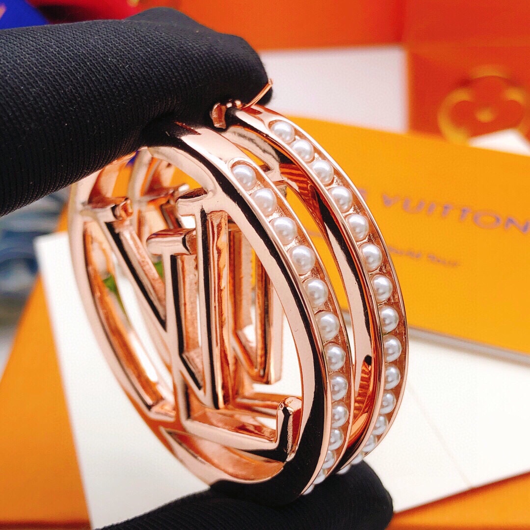 LVE061 5mm Metal pearls hoop VL PM Earrings - ccjewelryacc