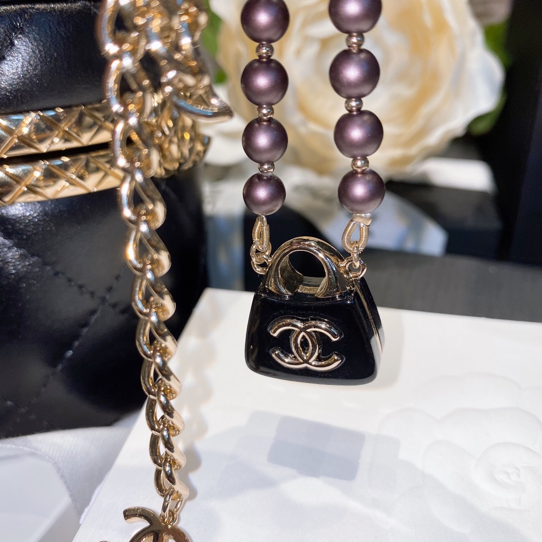 CCN531 Resin pearls chain candy bag pendant necklace - ccjewelryacc