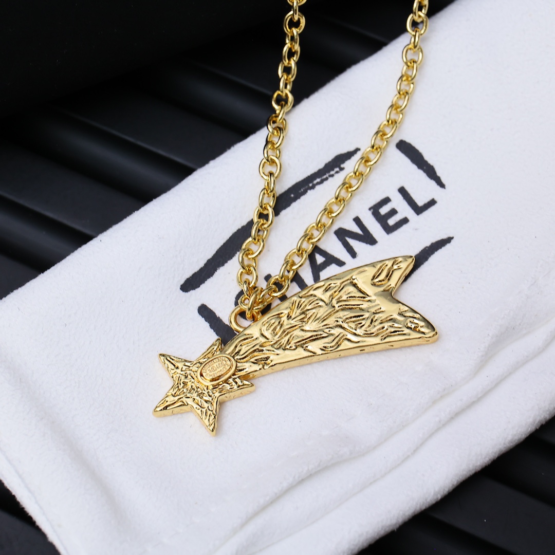 CCN333 Gold and black letter Meteor Lava texture necklace - ccjewelryacc