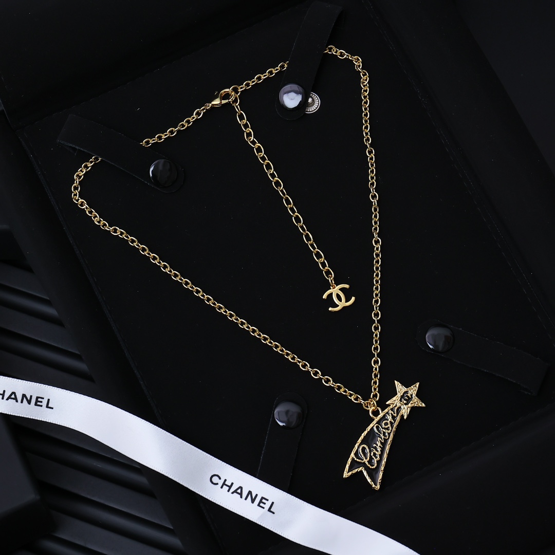 CCN333 Gold and black letter Meteor Lava texture necklace - ccfashionjewelry