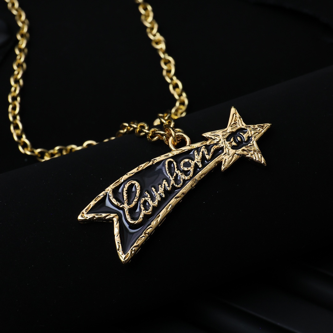 CCN333 Gold and black letter Meteor Lava texture necklace - ccfashionjewelry