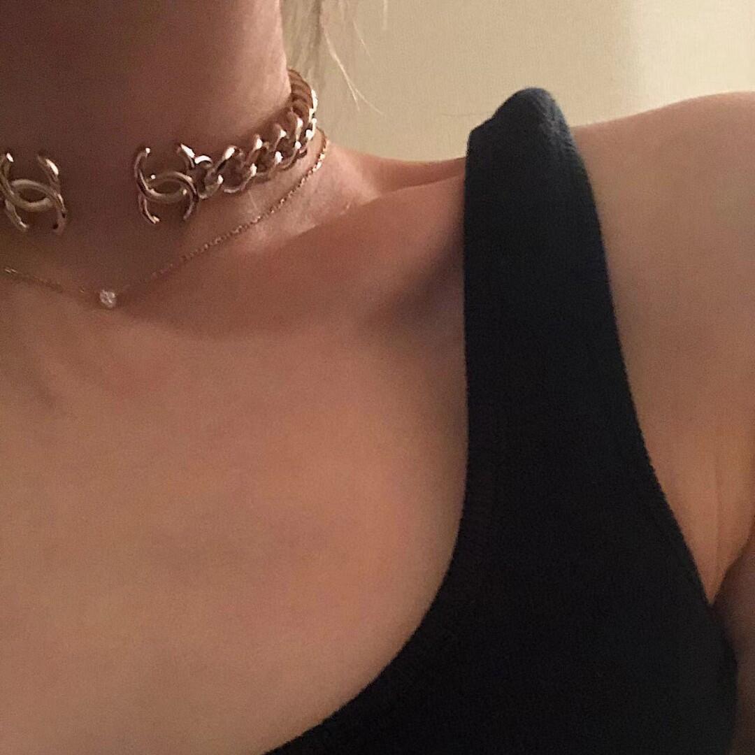 CCN223 Metal CC Choker collar - ccjewelryacc