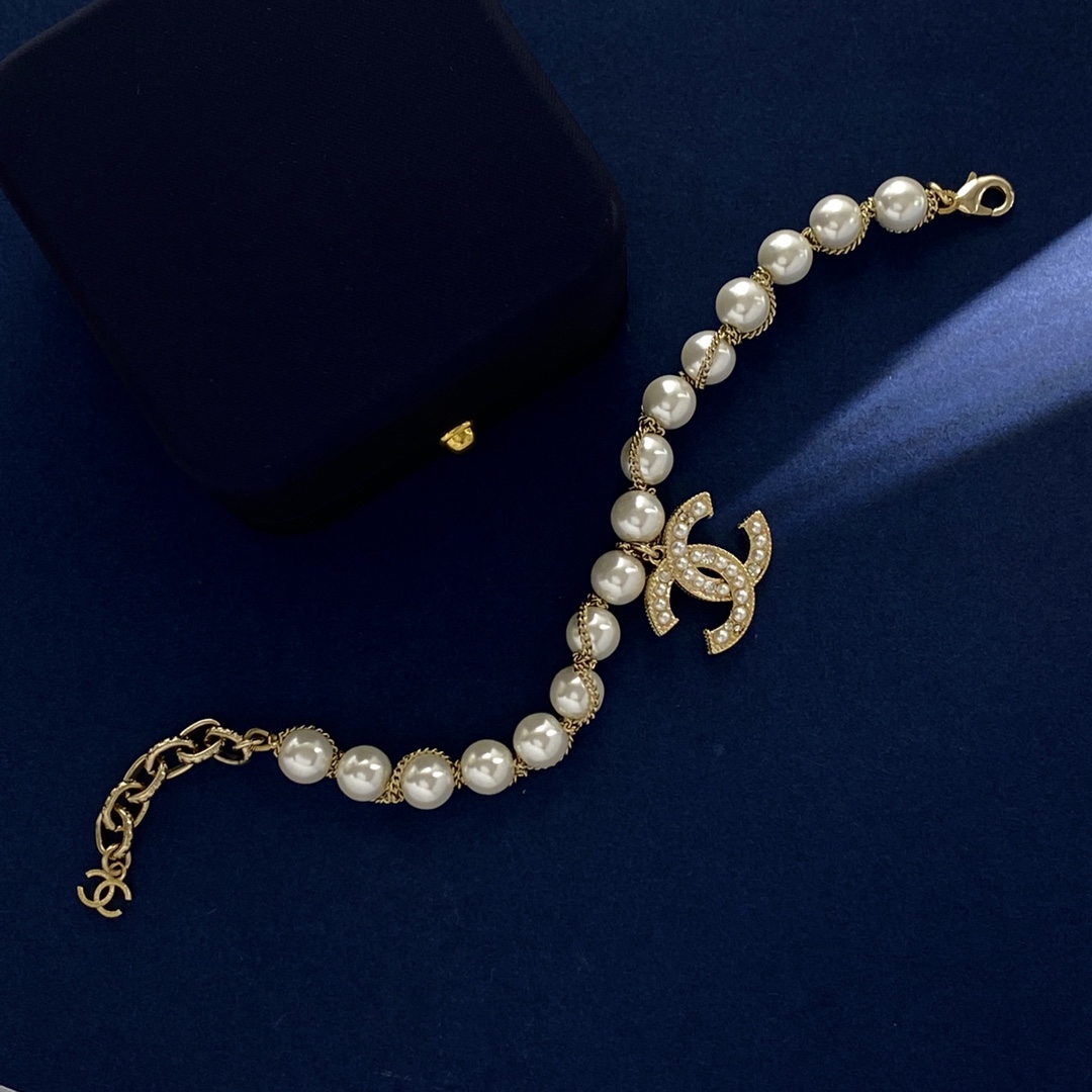 CCS162 Pearl charm CC LOGO bracelet - ccjewelryacc