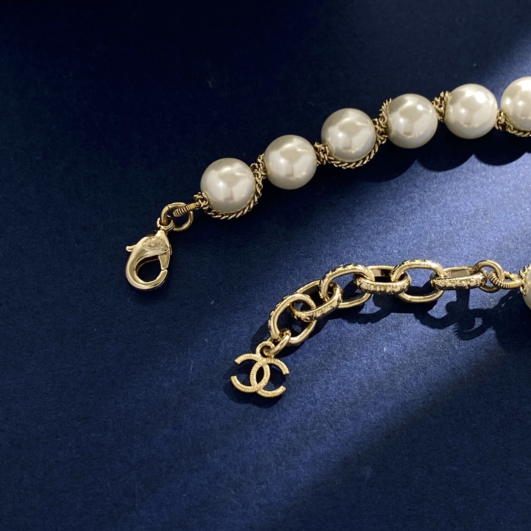 CCS162 Pearl charm CC LOGO bracelet - ccjewelryacc