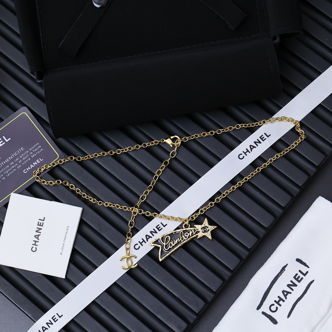 CCN333 Gold and black letter Meteor Lava texture necklace - ccjewelryacc