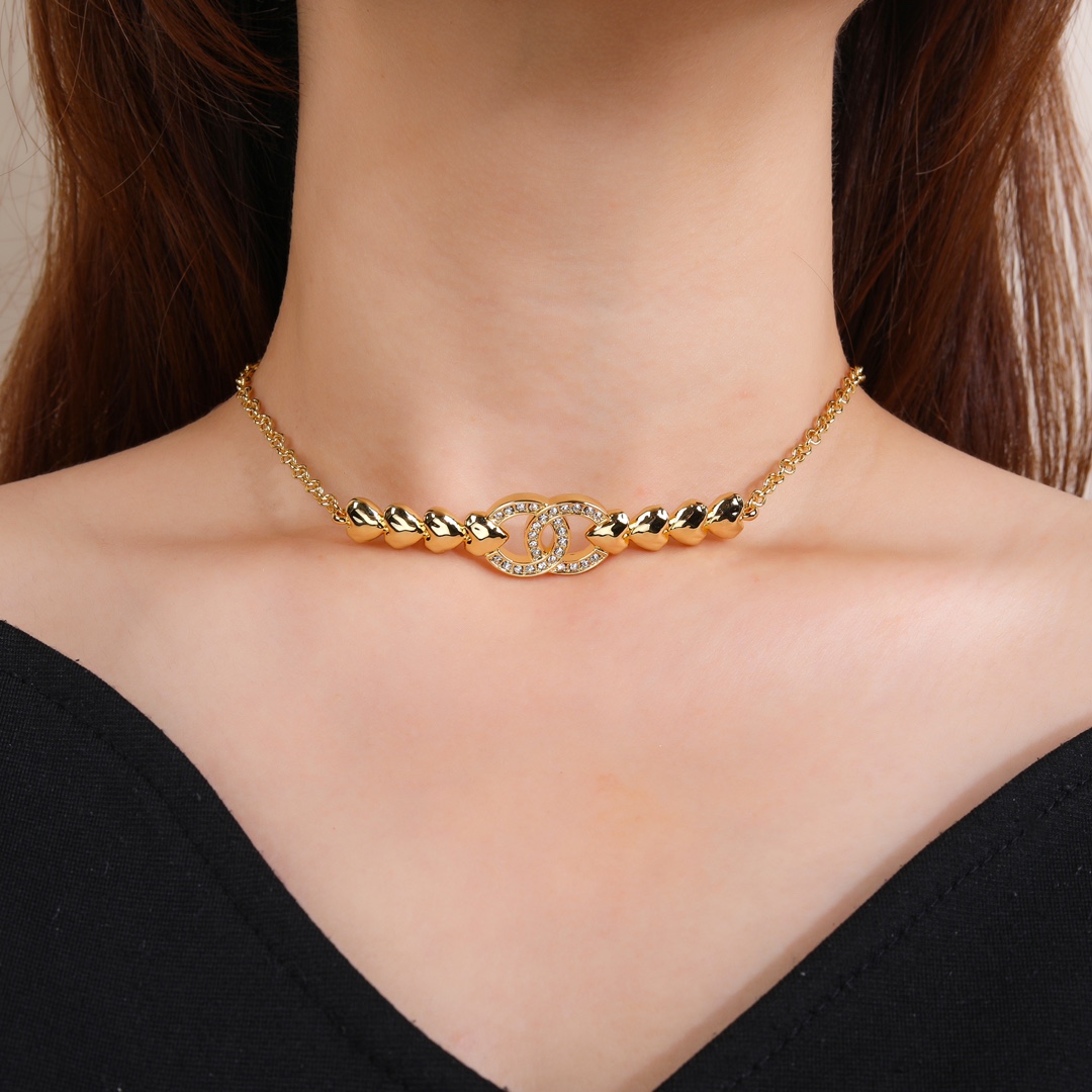 CCN096 Heart CC logo Choker Necklace - ccjewelryacc