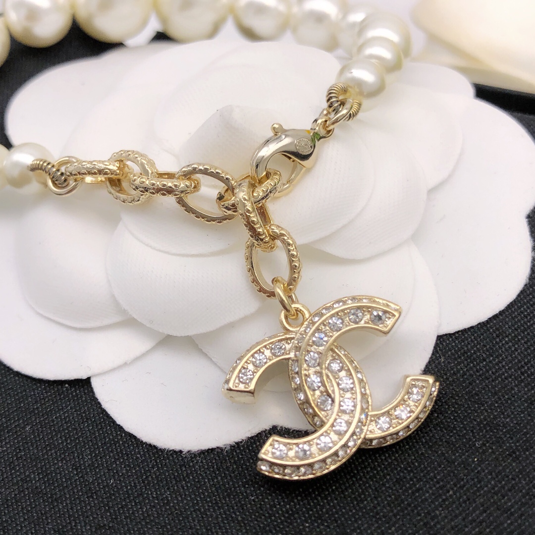 CCS161 Pearl charm CC LOGO bracelet - ccjewelryacc
