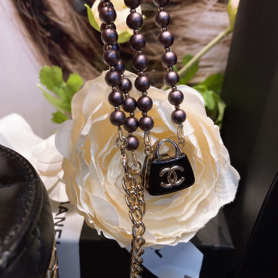 CCN531 Resin pearls chain candy bag pendant necklace - ccjewelryacc