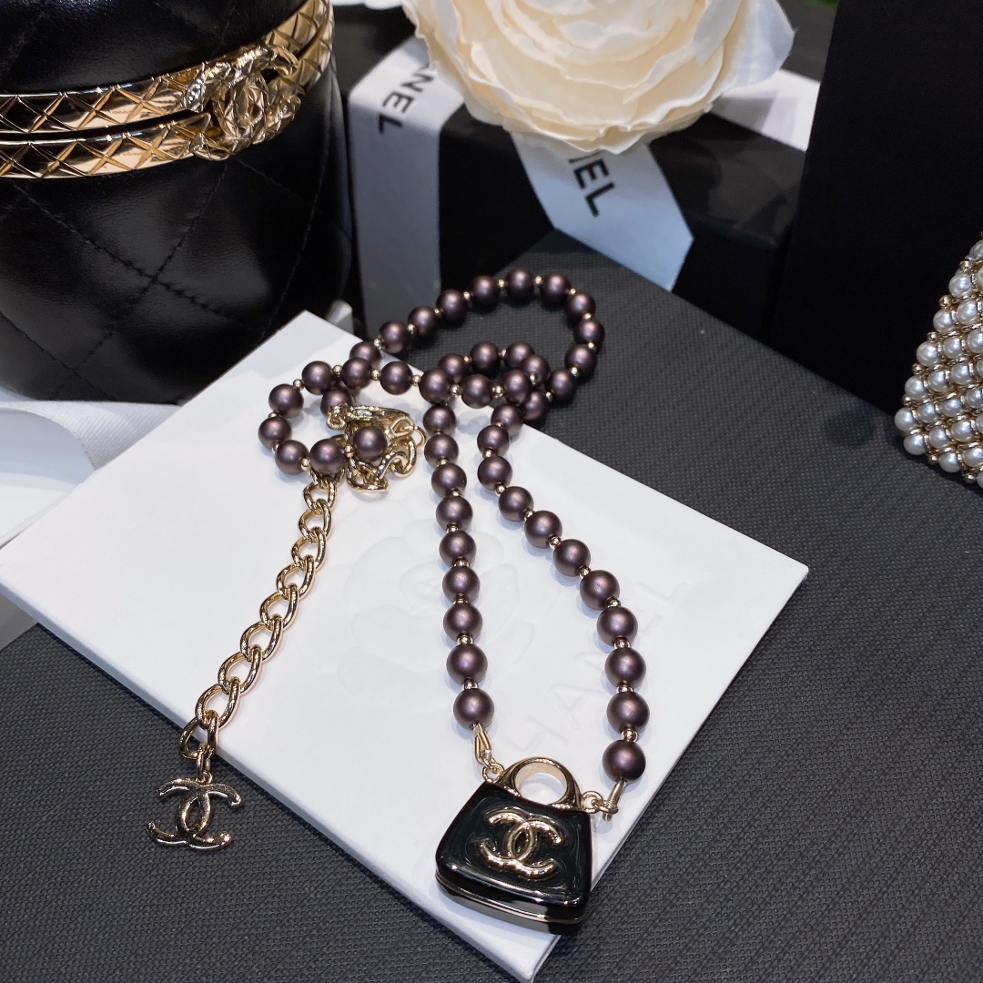 CCN531 Resin pearls chain candy bag pendant necklace - ccfashionjewelry