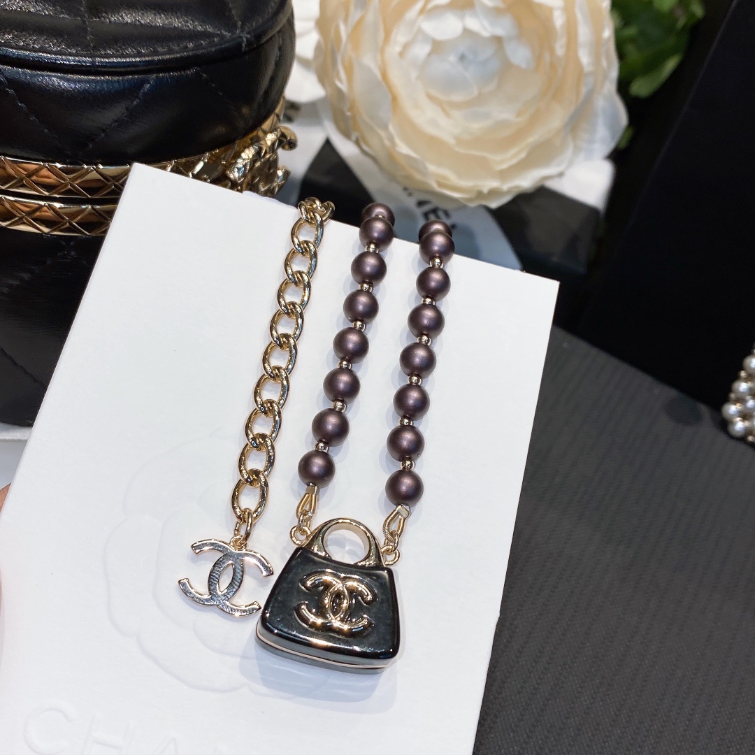 CCN531 Resin pearls chain candy bag pendant necklace - ccjewelryacc