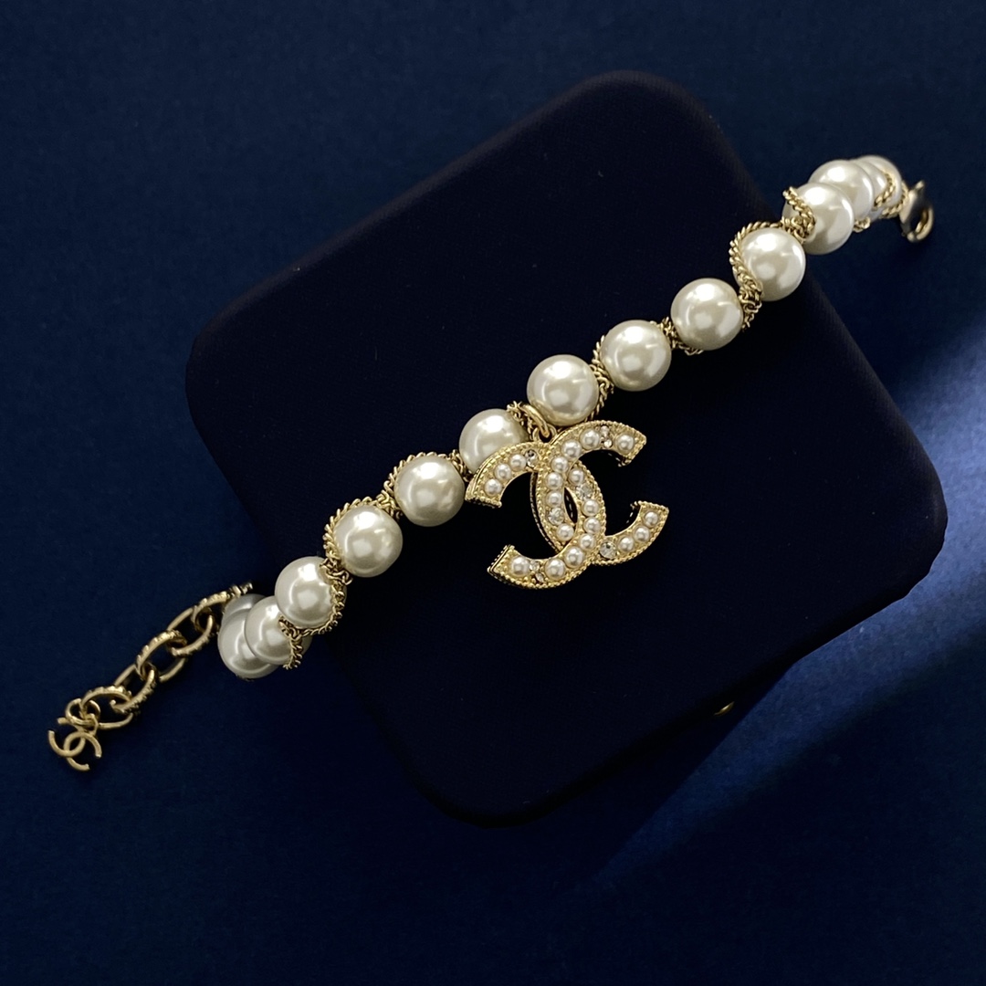 CCS162 Pearl charm CC LOGO bracelet - ccjewelryacc