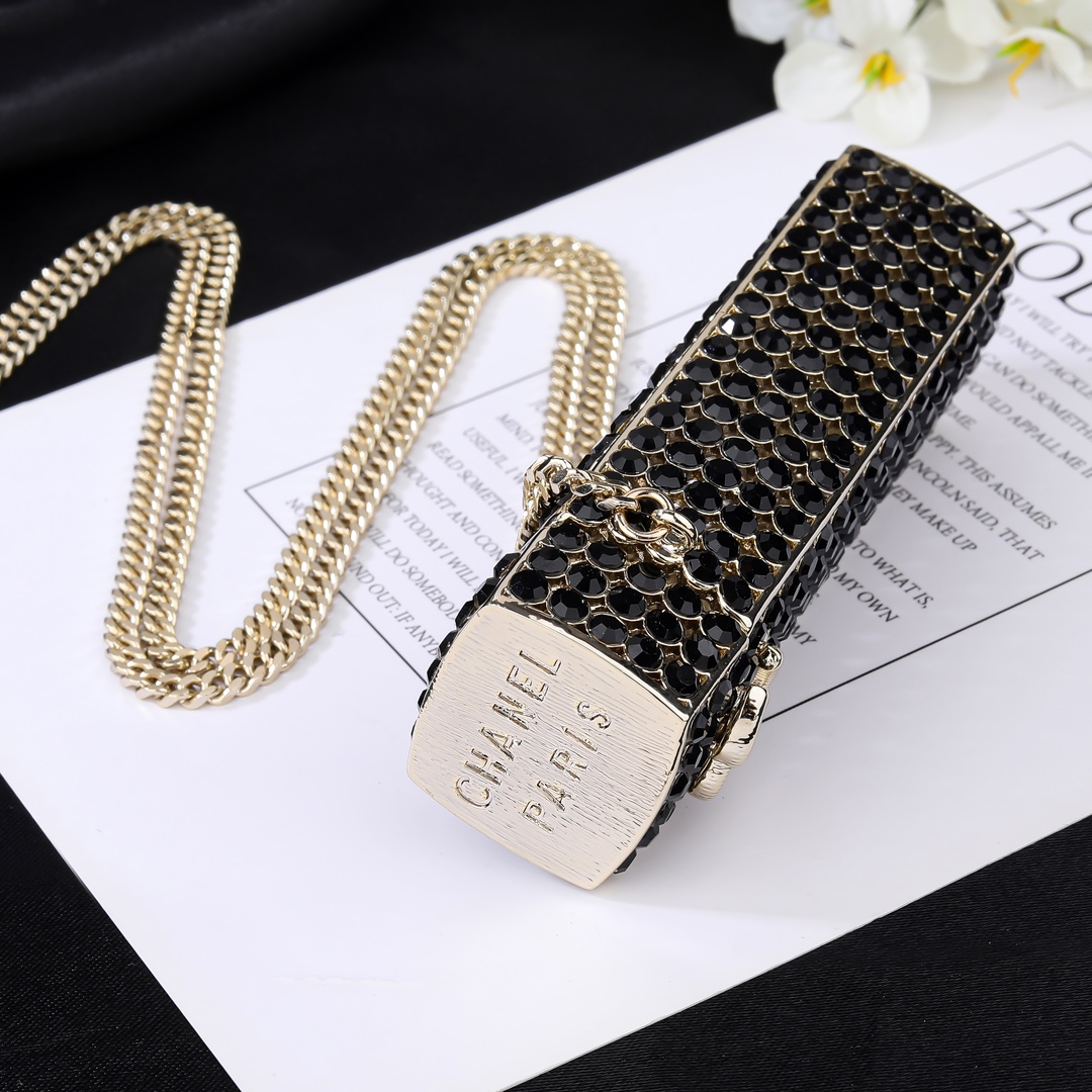 CCN527 Full rhinestone lipstick pendant necklace - ccjewelryacc