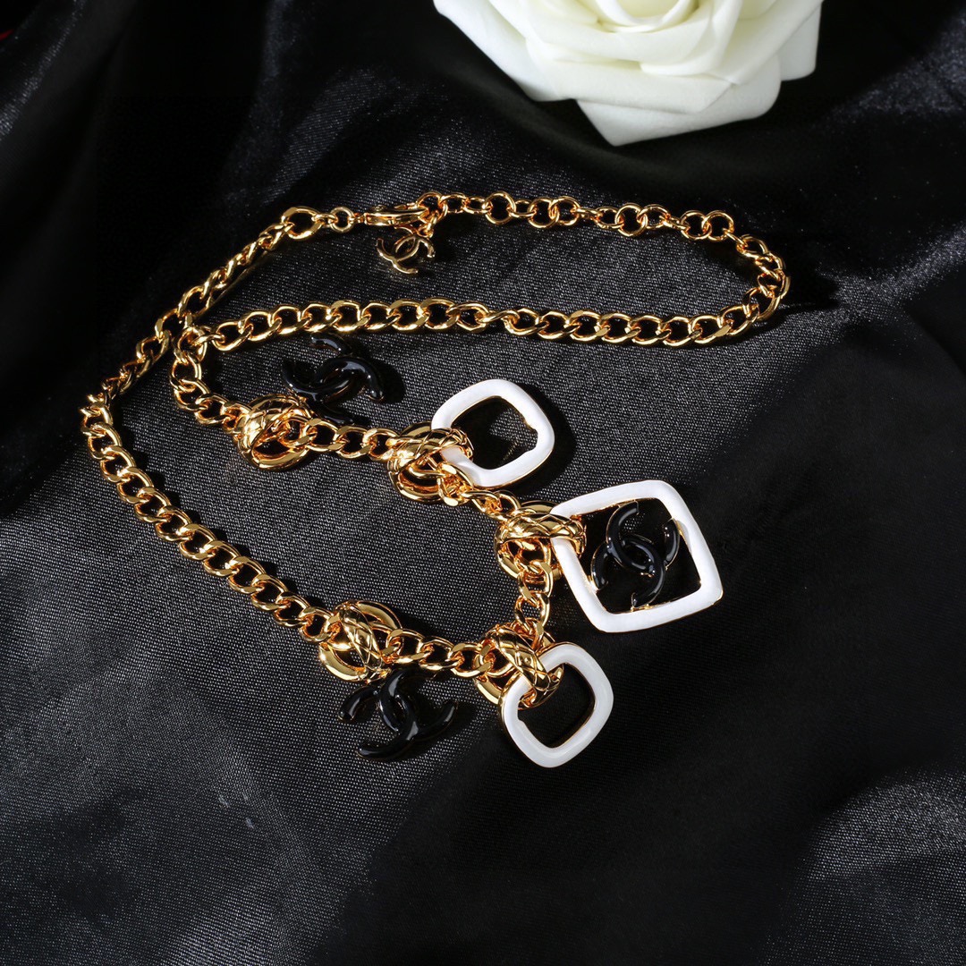 CCN532 Enamel charms cc logo choker necklace - ccjewelryacc