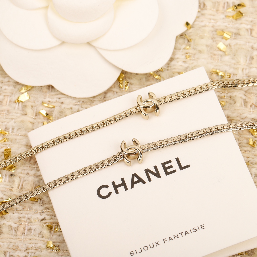 CCL078 15 motif cc logo long snake chain sweater necklace - ccjewelryacc