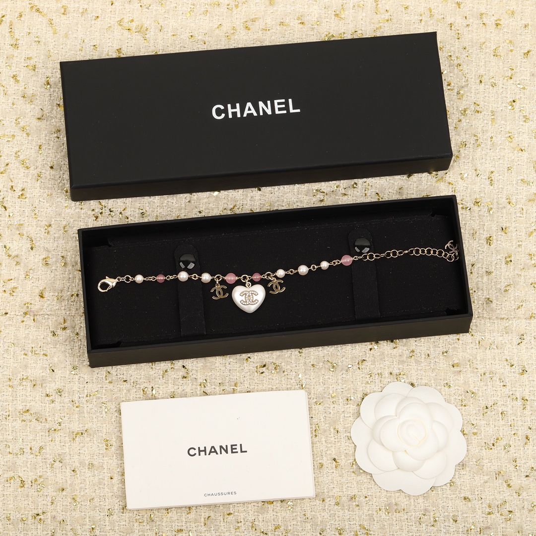 CCS188 Pearl heart charm Bracelet chain - ccjewelryacc