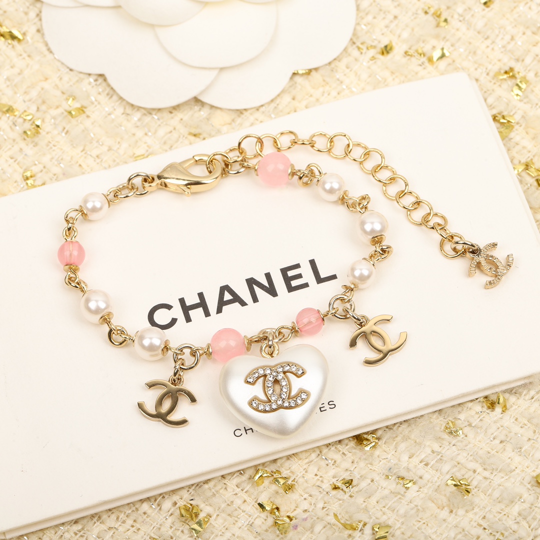 CCS188 Pearl heart charm Bracelet chain - ccjewelryacc