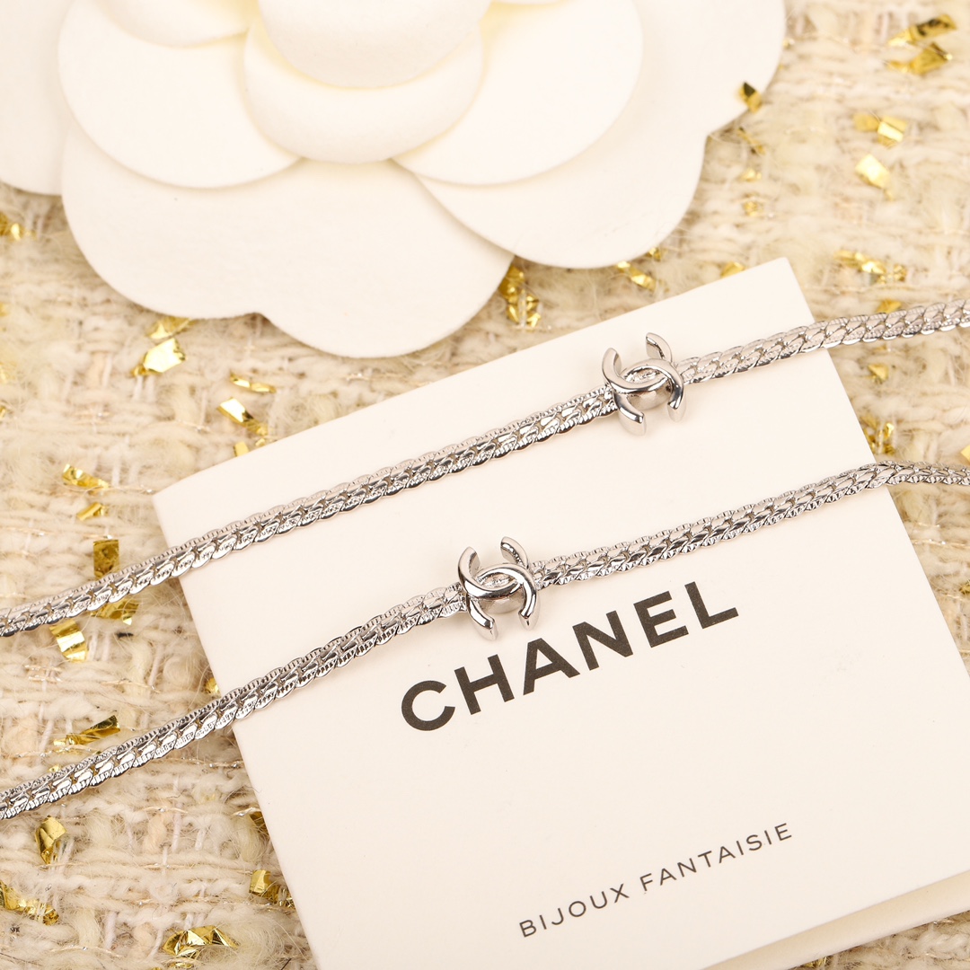 CCL078 15 motif cc logo long snake chain sweater necklace - ccjewelryacc