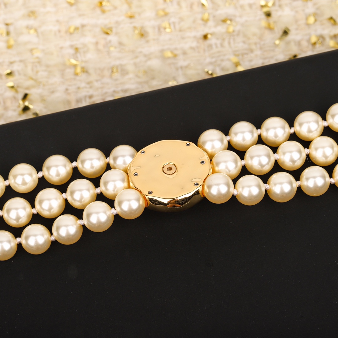 CCN495 Multideck Pearl Button cc logo choker necklace bracelet - ccjewelryacc