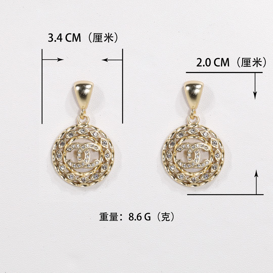 CCE846 24B Round piercing with cc logo stud earring - ccjewelryacc