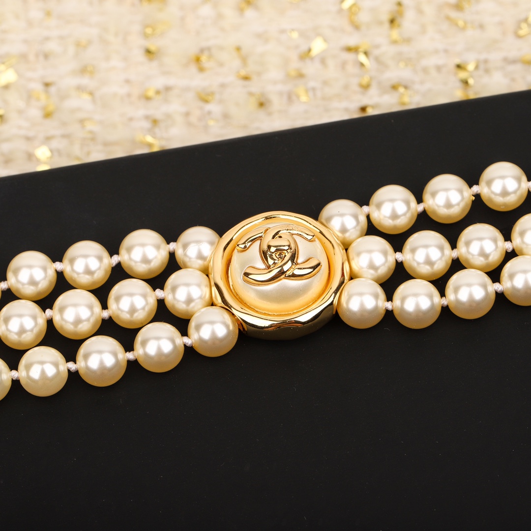 CCN495 Multideck Pearl Button cc logo choker necklace bracelet - ccjewelryacc