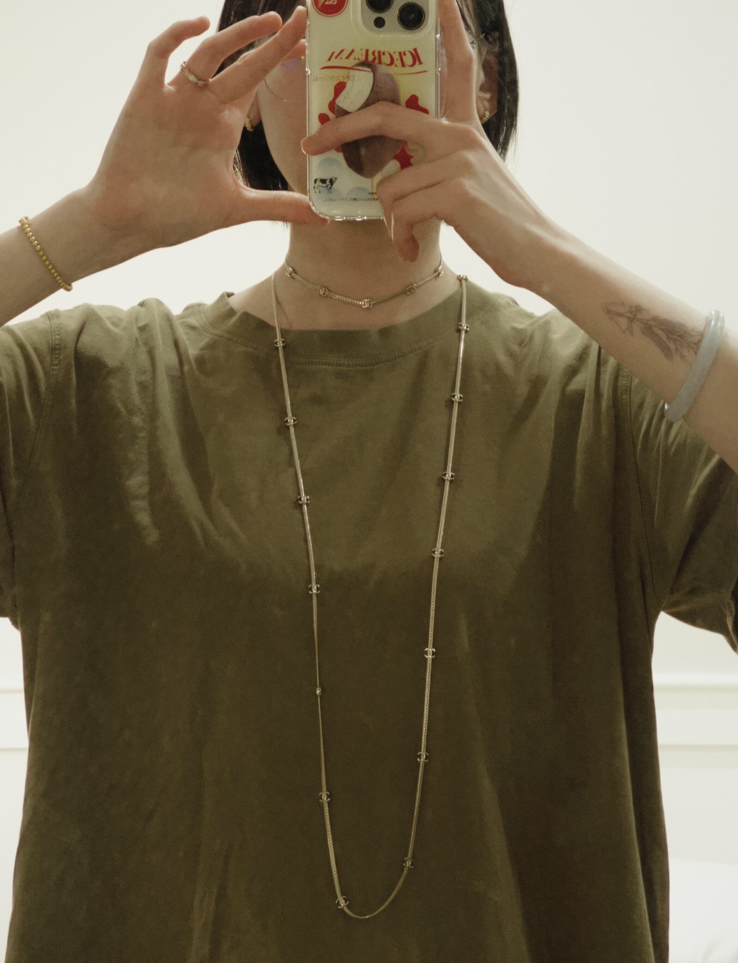 CCL078 15 motif cc logo long snake chain sweater necklace - ccjewelryacc