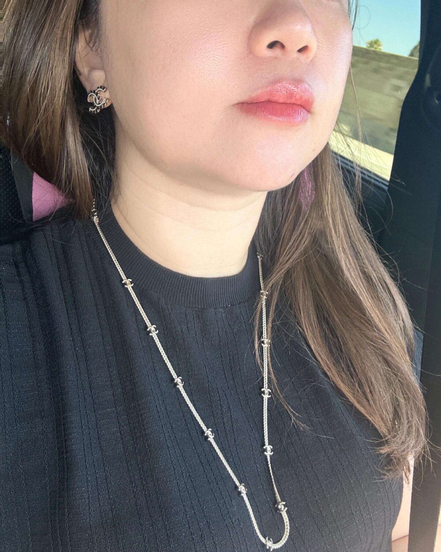 CCL078 15 motif cc logo long snake chain sweater necklace - ccjewelryacc