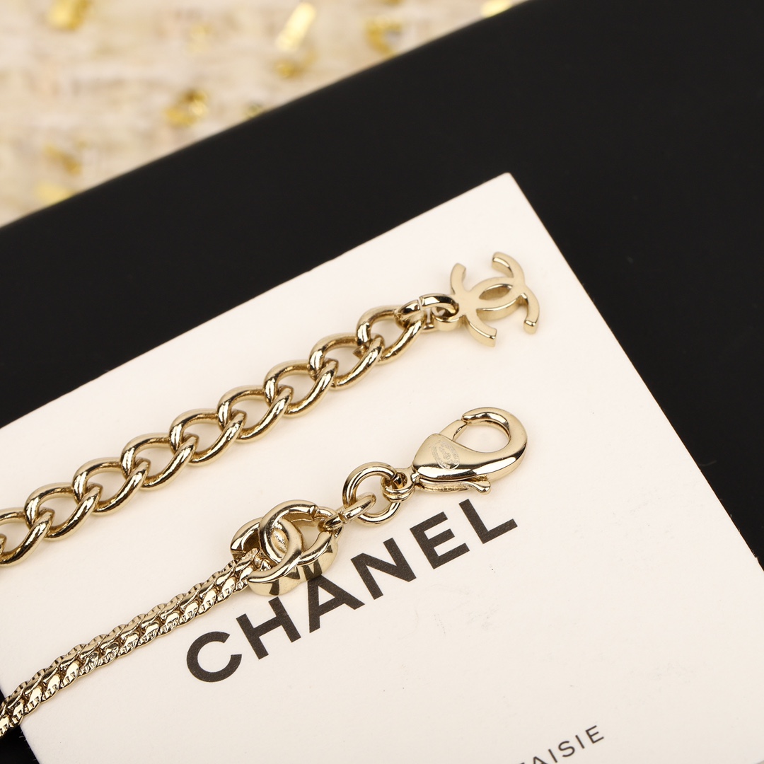 CCL078 15 motif cc logo long snake chain sweater necklace - ccjewelryacc