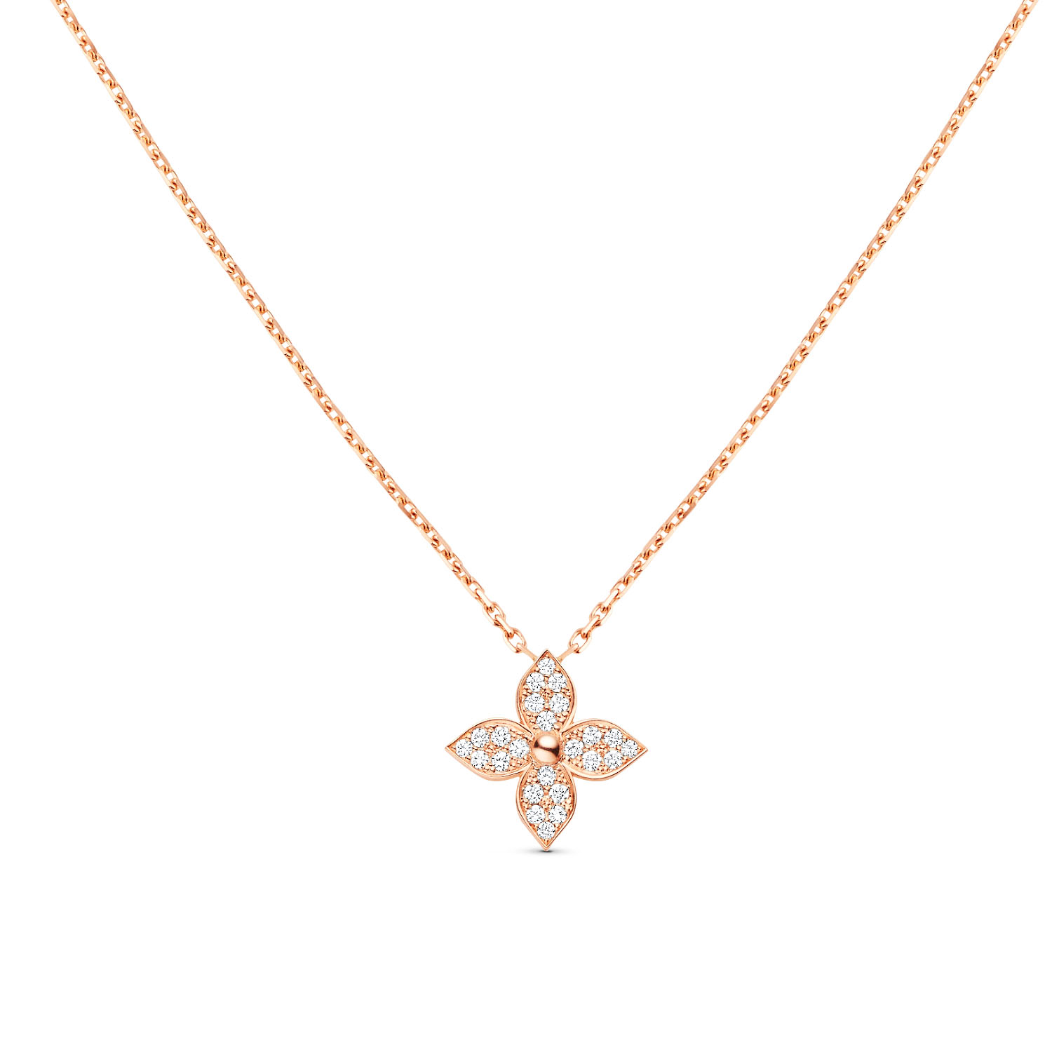 LVNS025 S925 Sterling Silver Top Quality Rose Gold STAR BLOSSOM Pendant Necklace For Women - ccjewelryacc