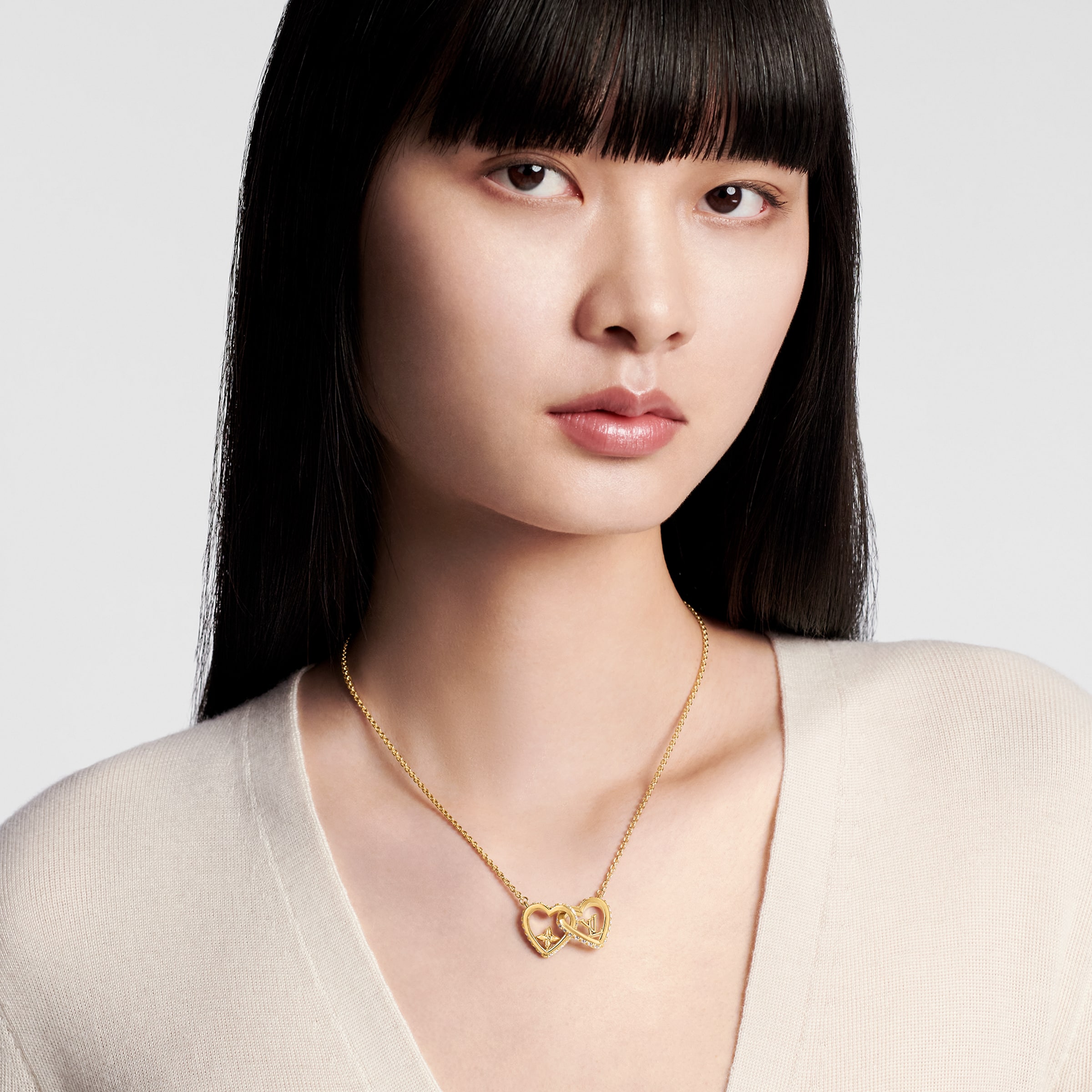 LVN102 My VL Love Double heart Necklace - ccjewelryacc