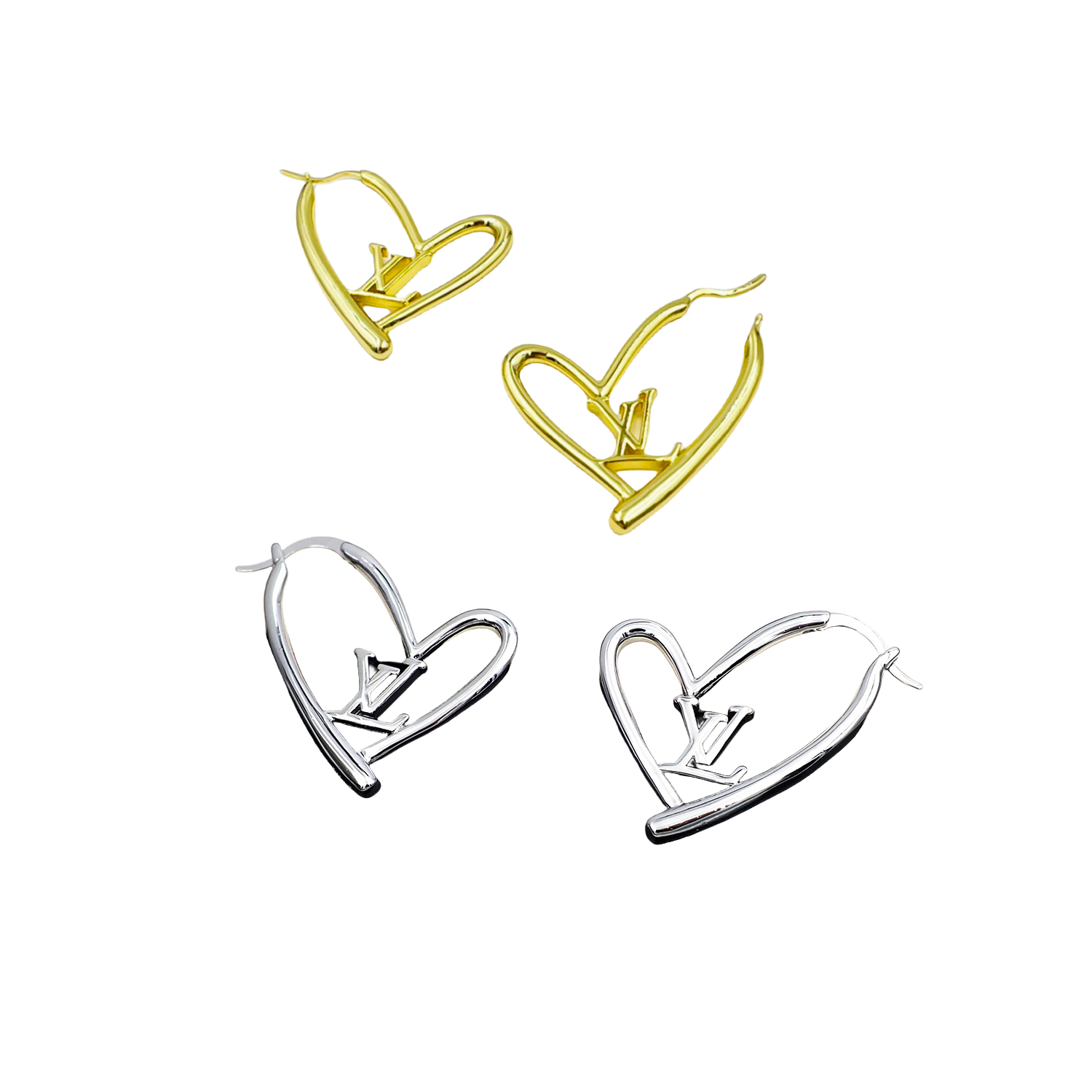 LVE065 Metal large fall in love heart earrings - ccjewelryacc