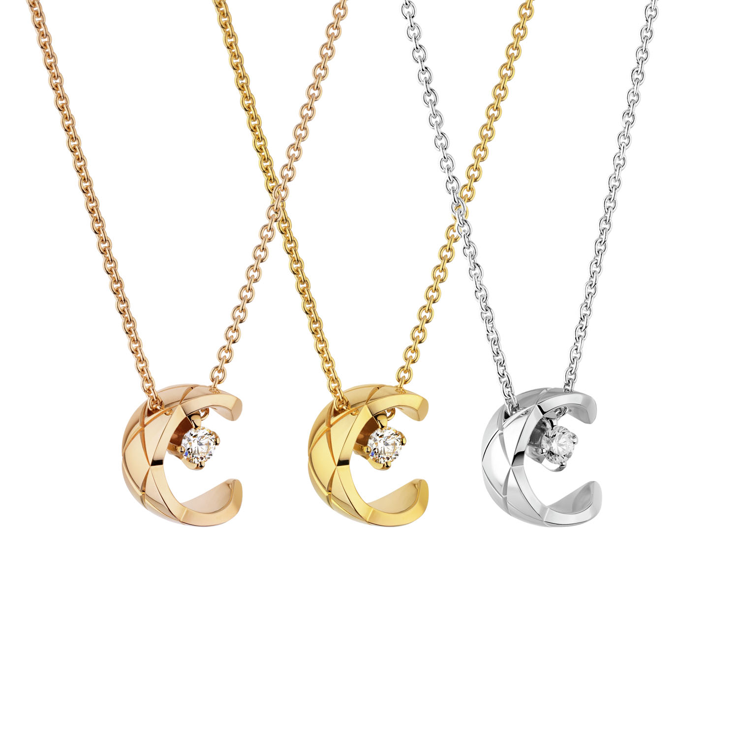 CCN258 Coco crush Quilted motif pendant Necklace - ccfashionjewelry