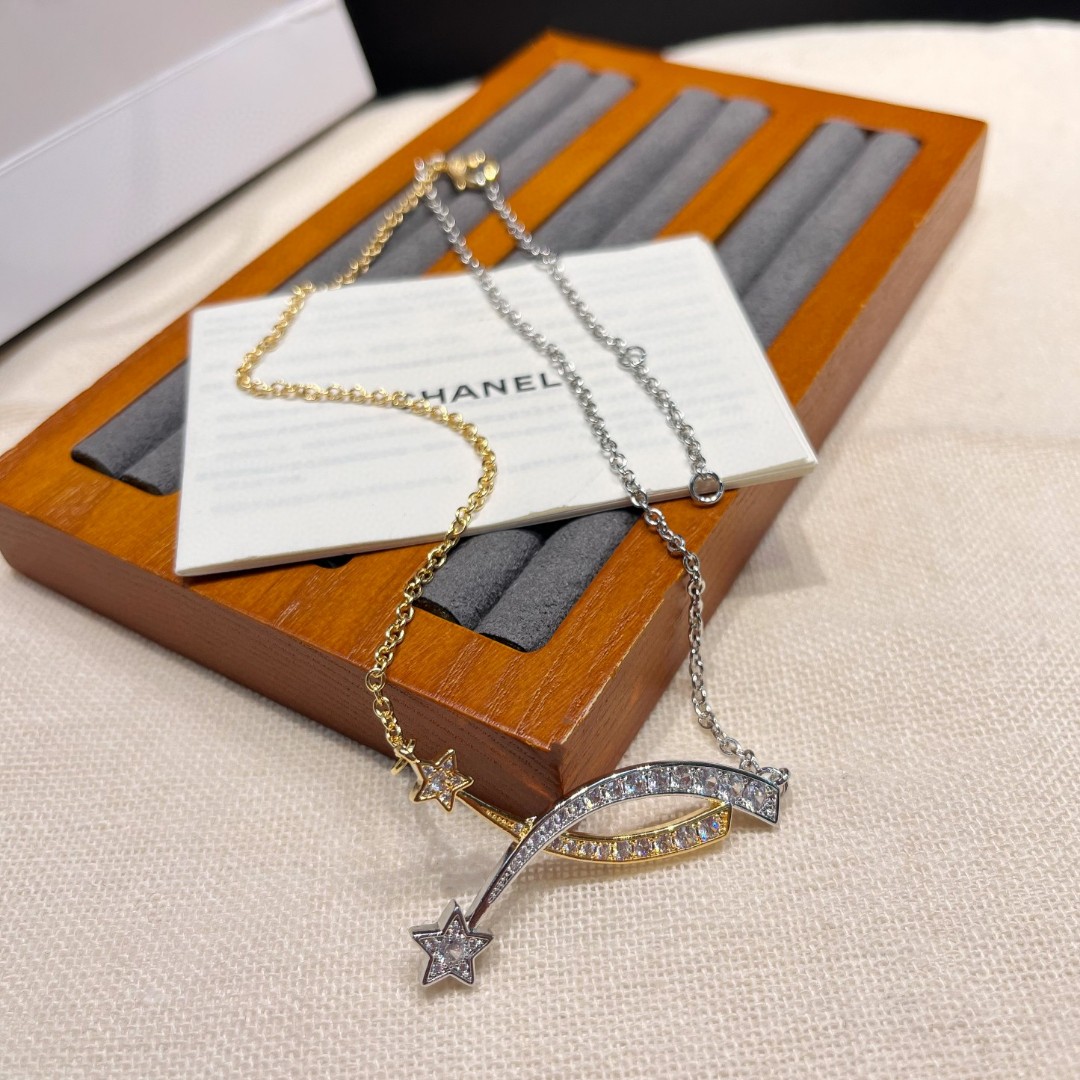 CCNV185 V-Gold CC Étoile Filante necklace - ccjewelryacc