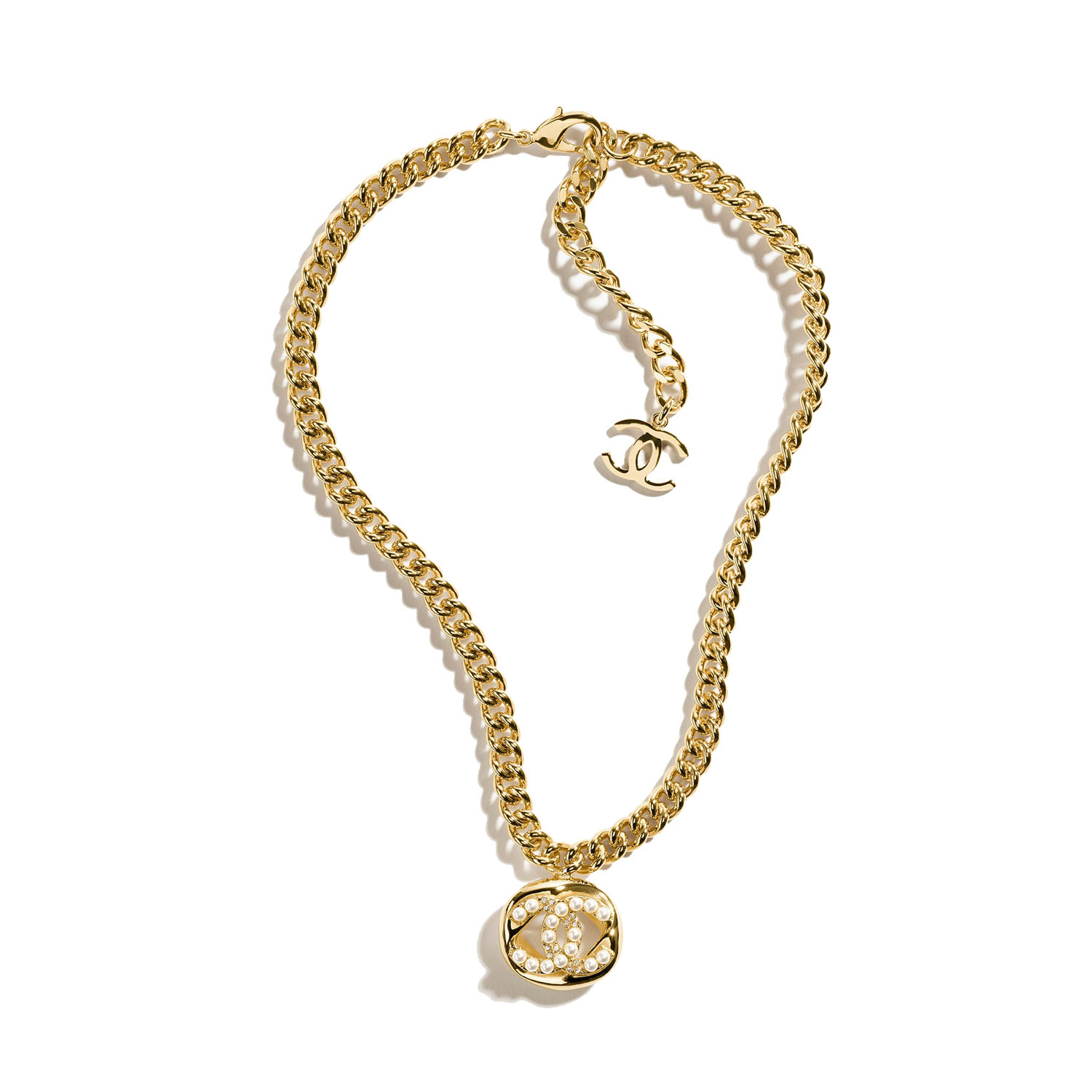 CCN449 CC Metal cc logo pendant necklace - ccjewelryacc