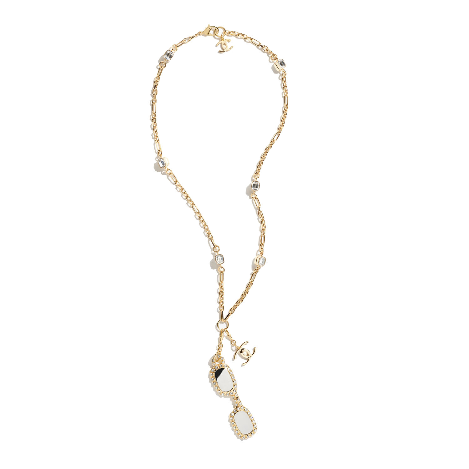 CCL341 CC 6 square zircon Charm Magnifying Glasses long necklace - ccjewelryacc