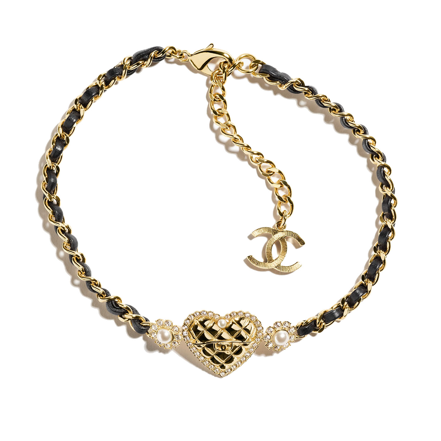 CCN440 24A metal and leather heart choker necklace - ccfashionjewelry