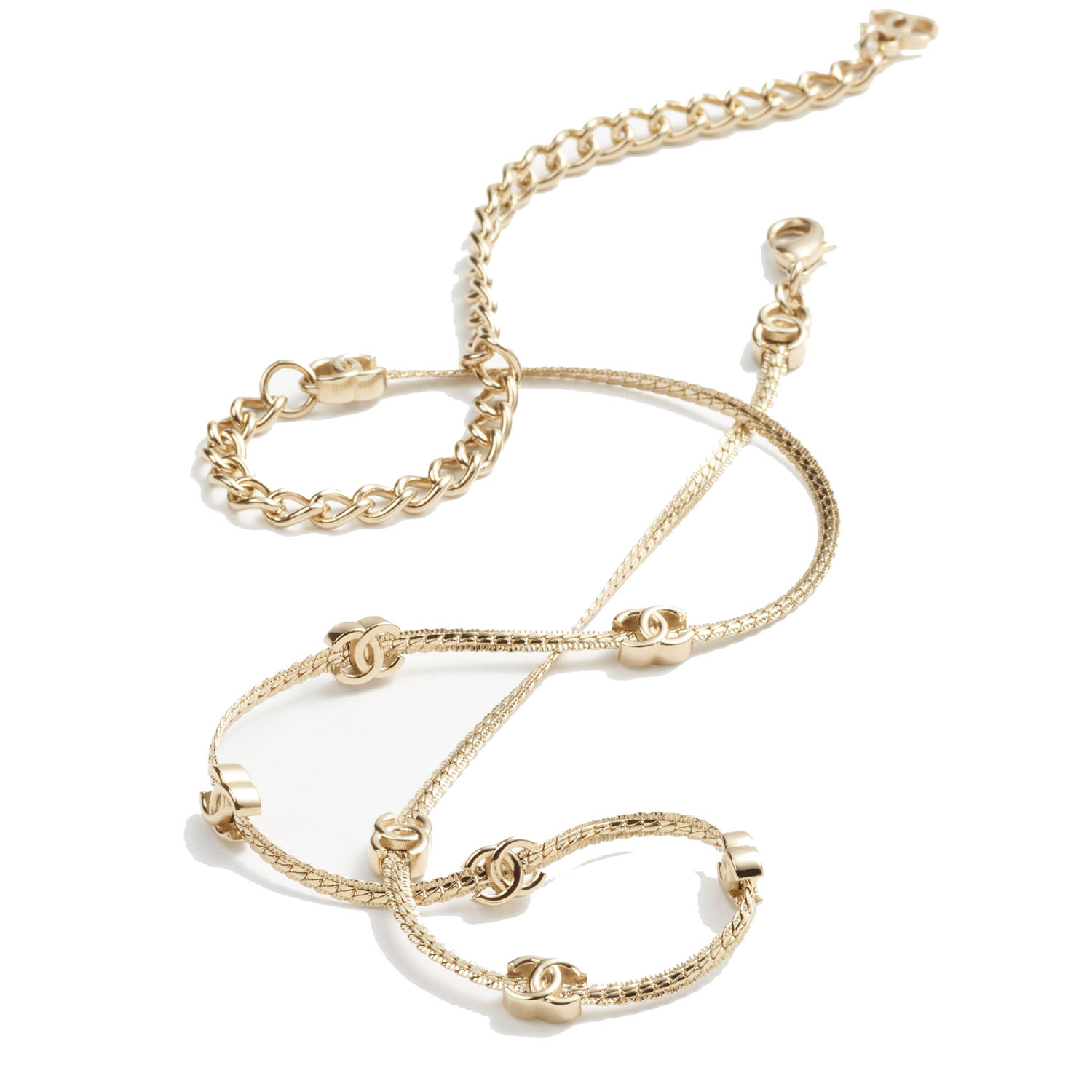 CCN518A Metal snake chain with  7 CC logo choker necklace - ccjewelryacc