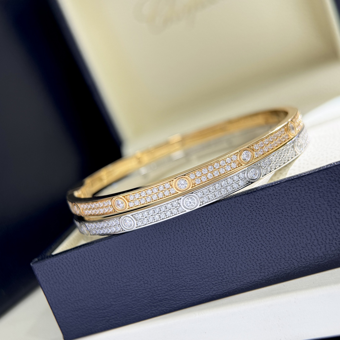 CTSS002 18k Gold diamond PAVED Love bangle bracelet 3.65mm - ccjewelryacc