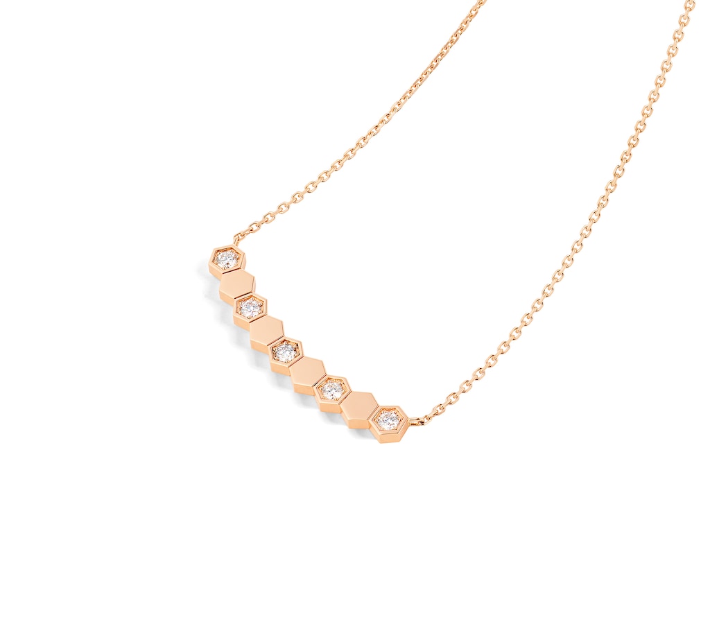 CMNV001 V-Gold diamond Bee My Love Pendant necklace - ccjewelryacc