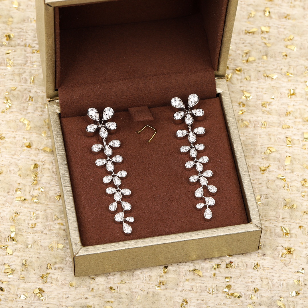 CMES003 S925 Sterling silver diamond Josephine Drop earrings - ccfashionjewelry