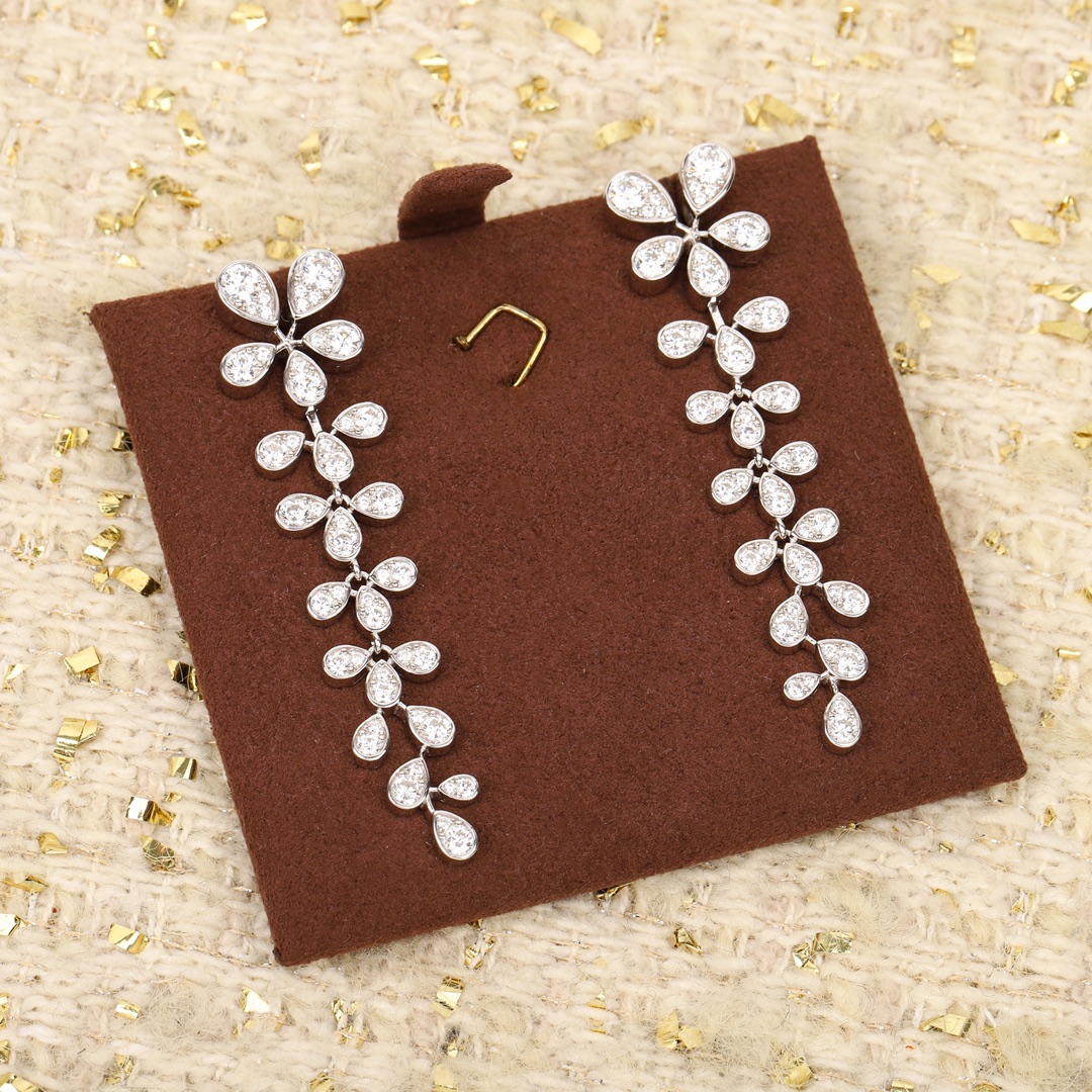 CMES003 S925 Sterling silver diamond Josephine Drop earrings - ccjewelryacc