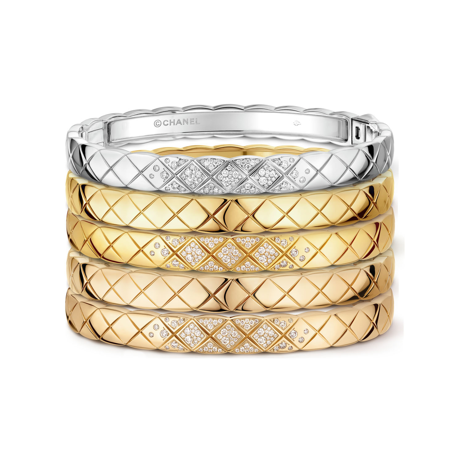 CCSV002 V-Gold Wide metal COCO Crush Bangle Bracelet - ccfashionjewelry