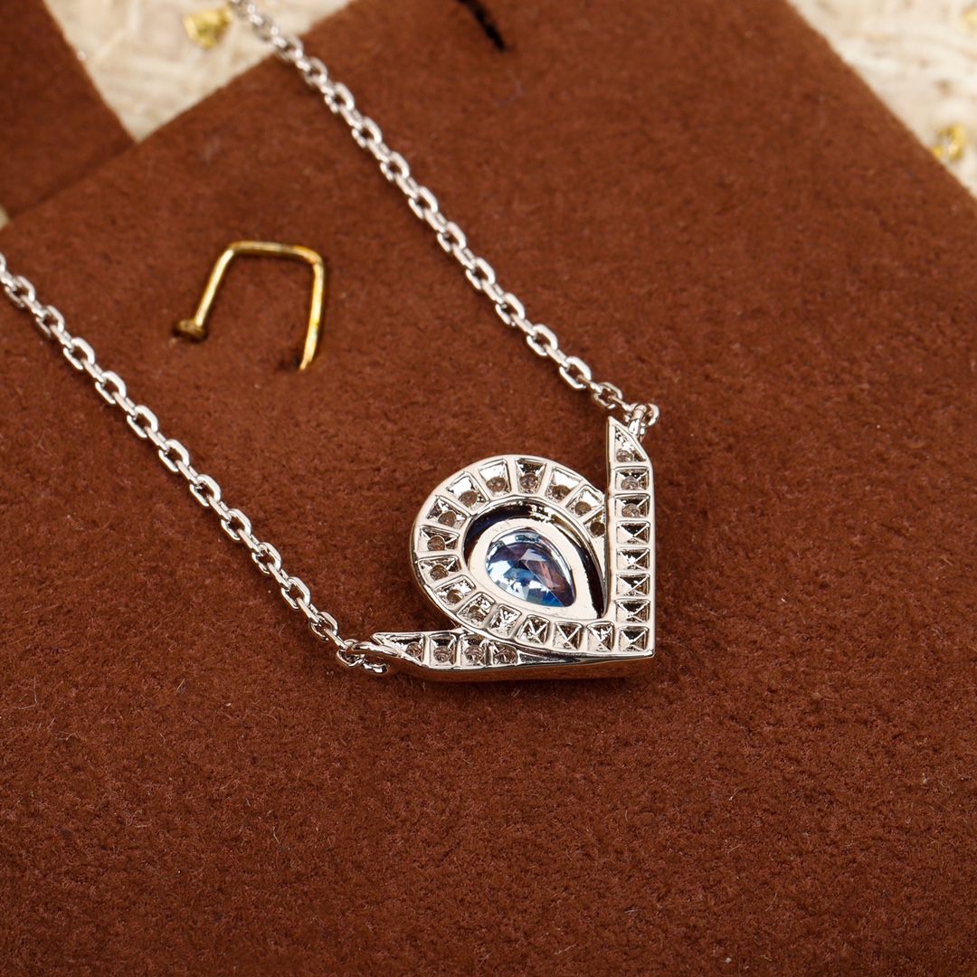 CMNS015 S925 Sterling silver Drop-shaped diamond Josephine Aigrette pendant Necklace - ccjewelryacc