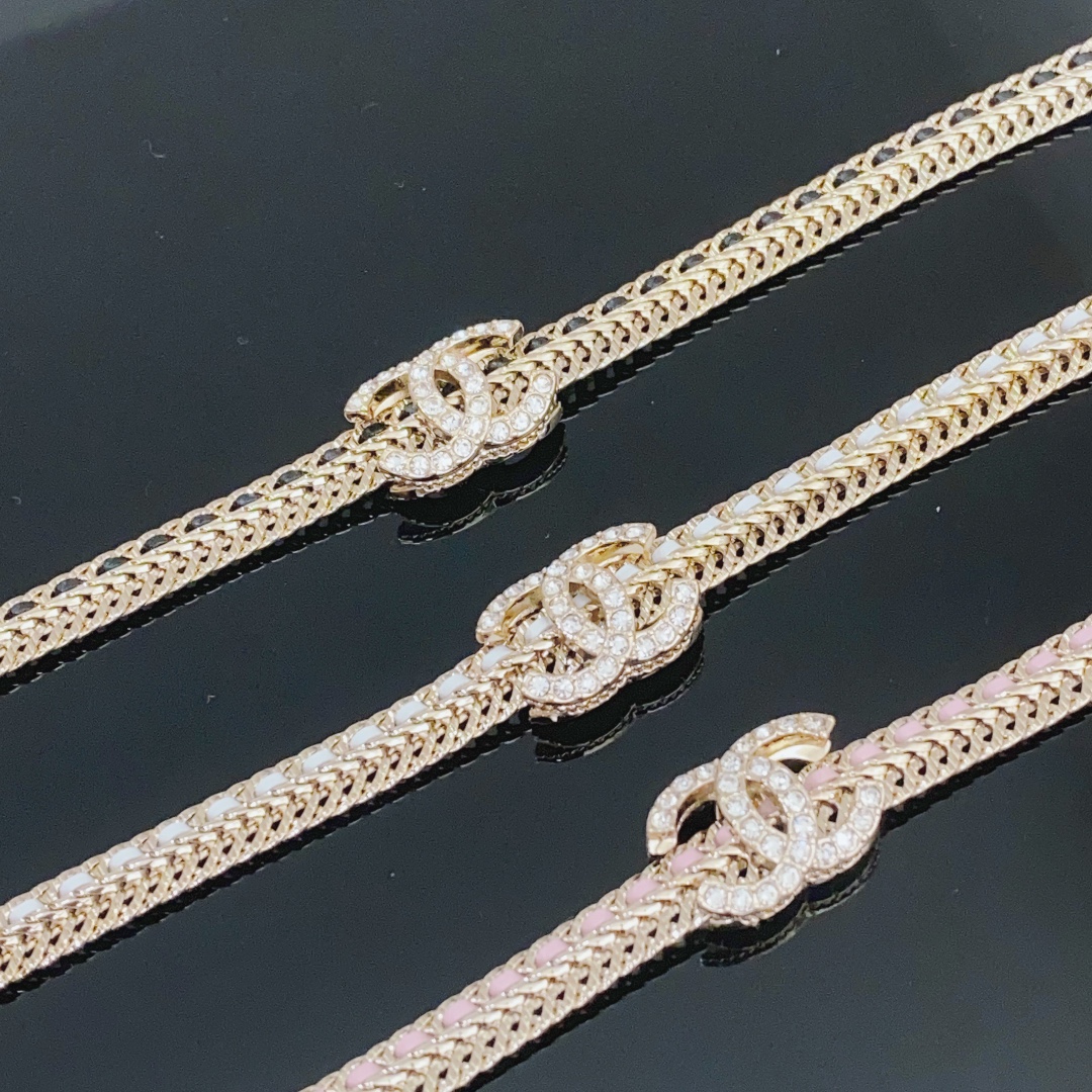 CCN011 Metal leater CC Choker Necklace - ccjewelryacc