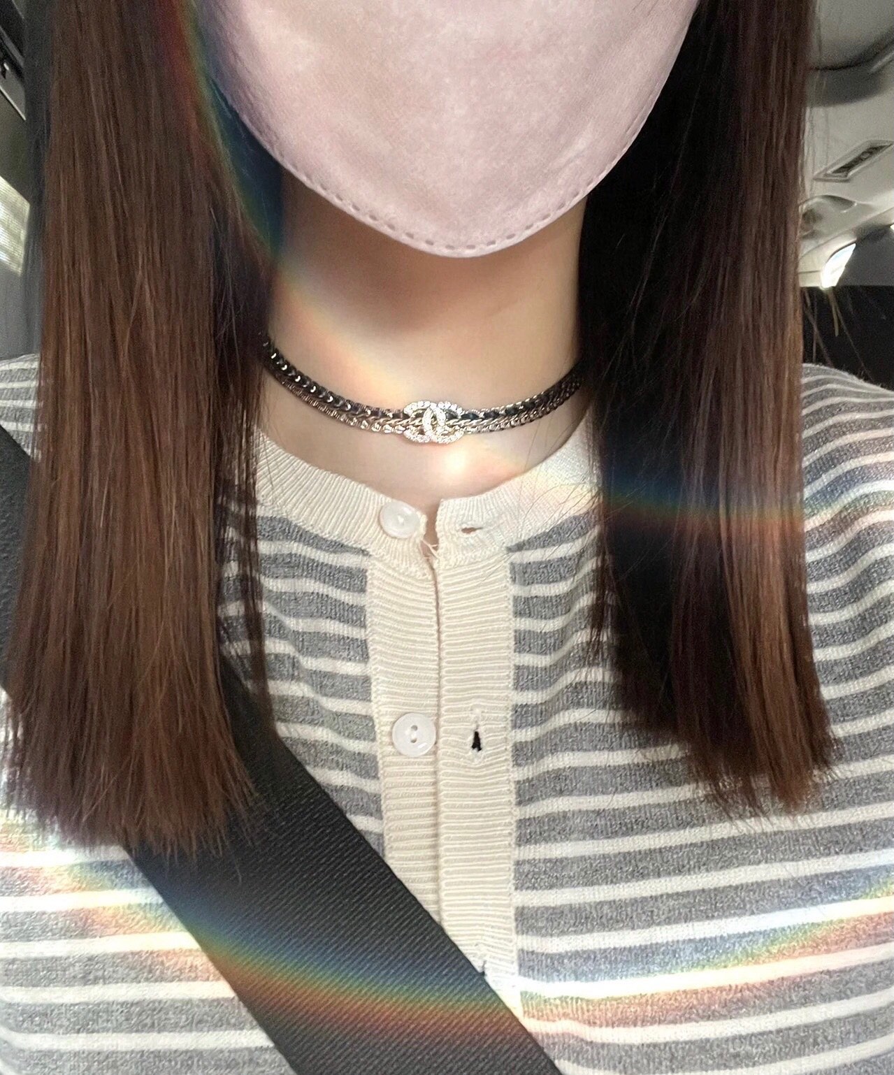 CCN011 Metal leater CC Choker Necklace - ccjewelryacc