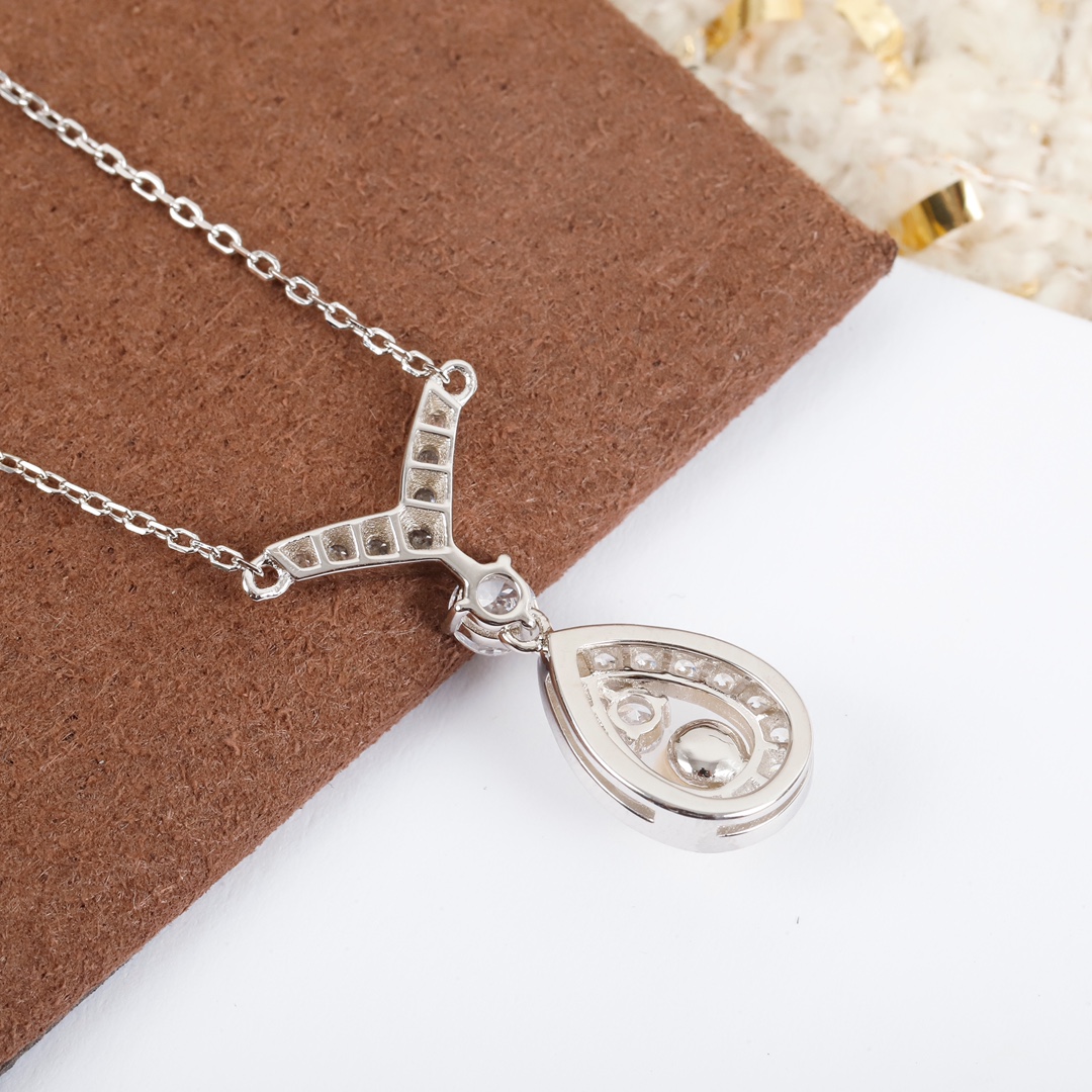 CMNS012 S925 Sterling silver diamond Pearl Josephine pendant Necklace - ccjewelryacc