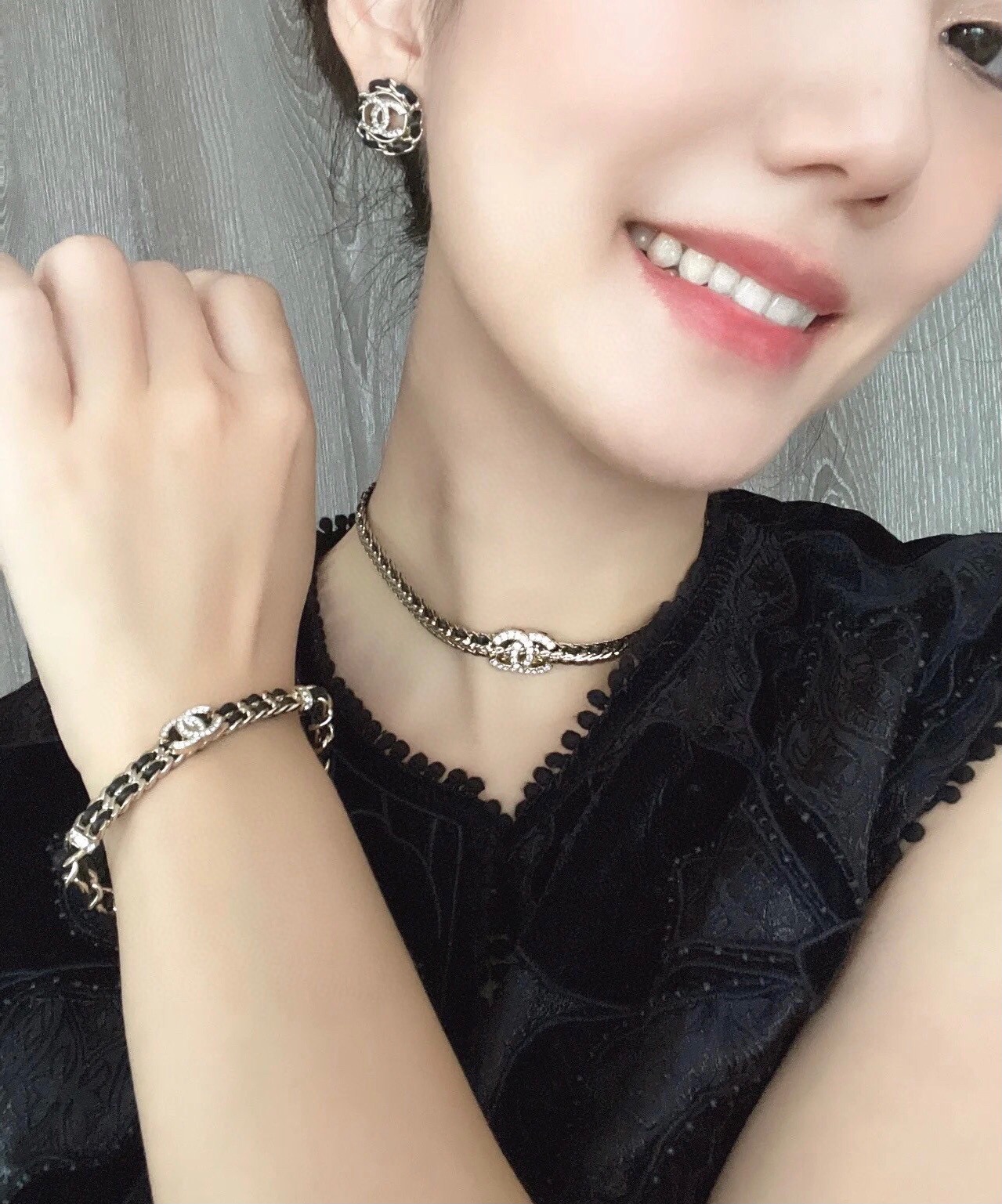 CCN011 Metal leater CC Choker Necklace - ccjewelryacc