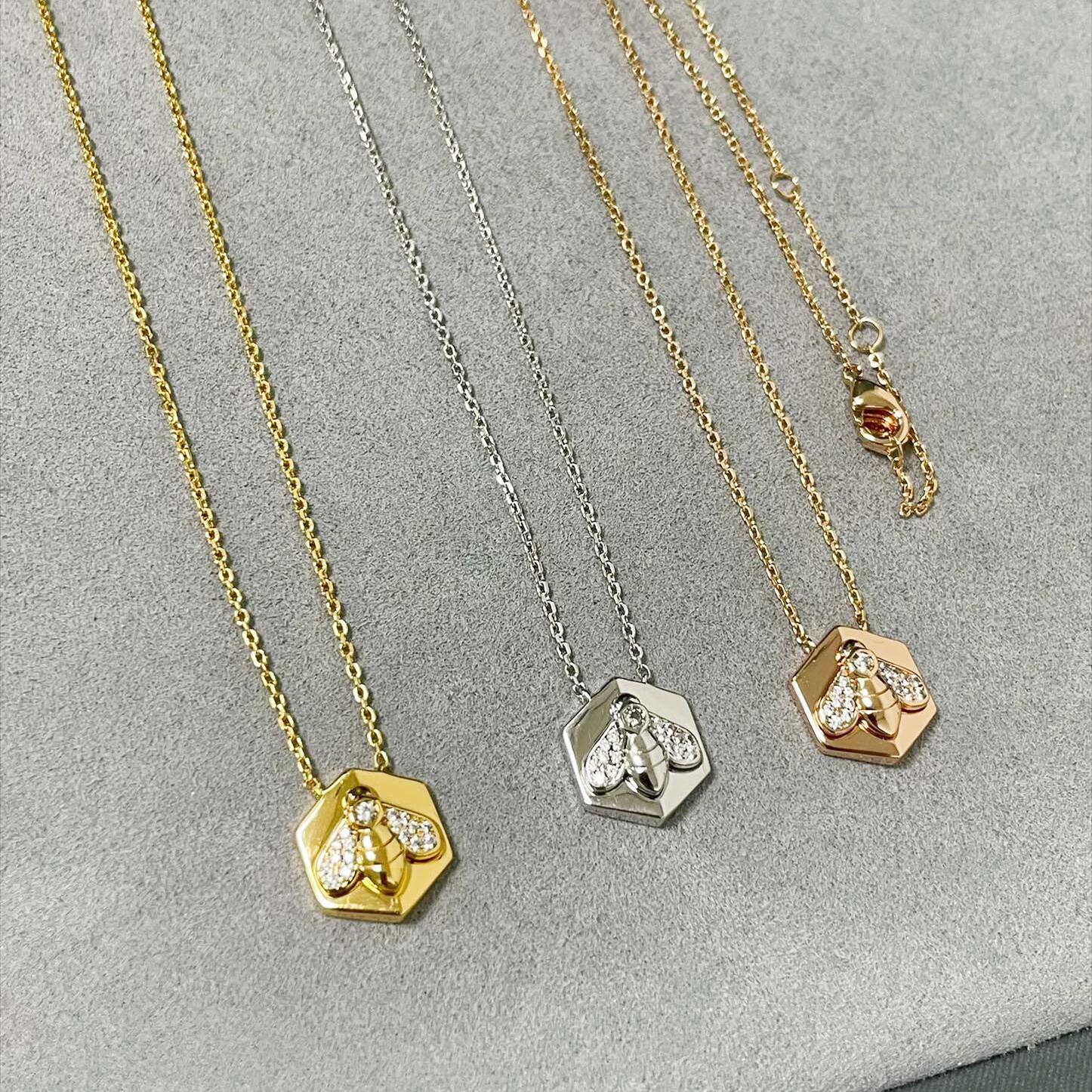 CMNS004 S925 Sterling silver Médaillon Bee My Love pendant necklace - ccjewelryacc